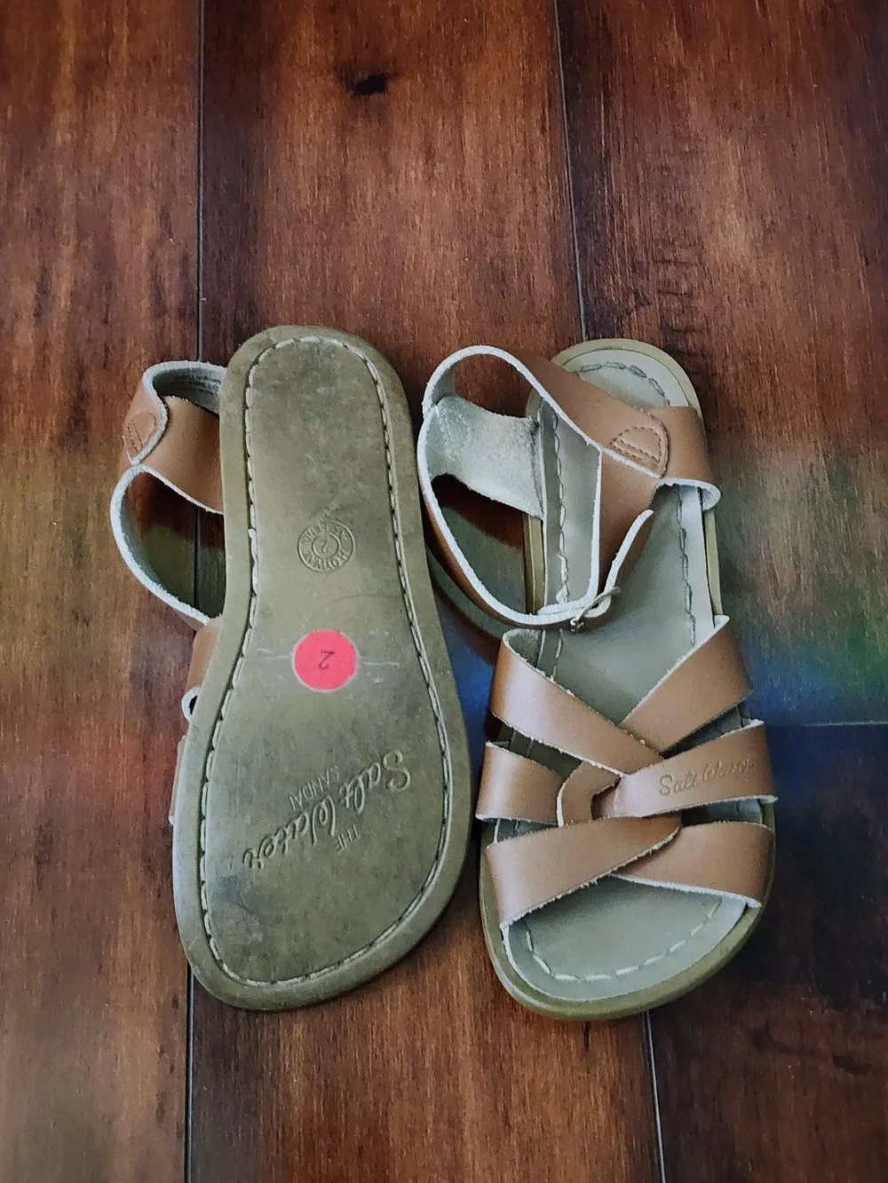 Salt Water Sandals Original Brown Leather Kids Sandals Size 2